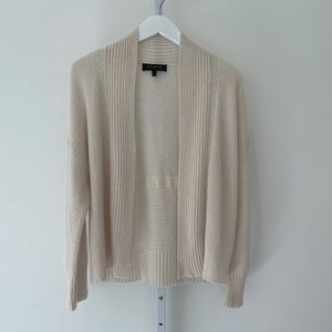 ST. JOHN NEUTRAL CASHMERE EMBELLISHED OPEN CARDIGAN SIZE P